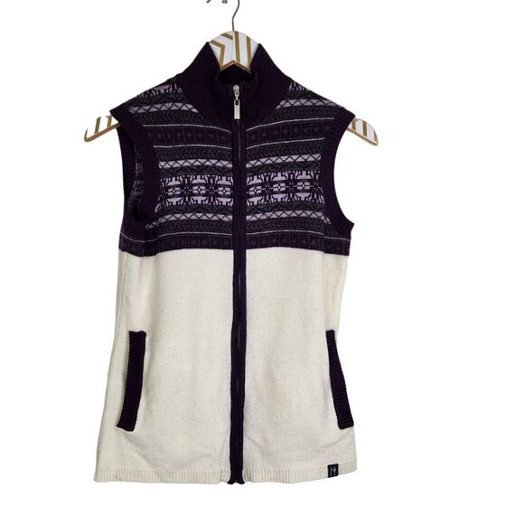 NEVE Sweater Womens Small Cream Luna Vest Wool Zip‎ Fair Isle Cardigan Cabincore - Picture 2 of 9